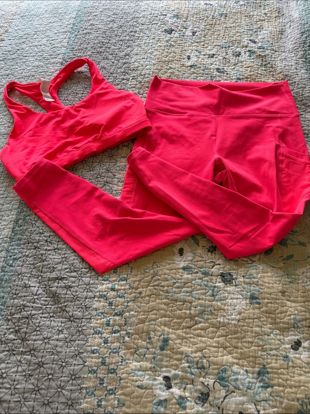 Fabletics Bright Pink Activewear Set - Sports Bra & Leggings